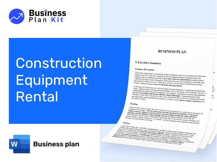 Construction Equipment Rental Business Plan Example