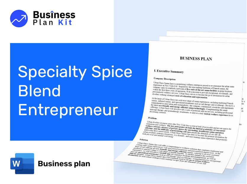 Specialty Spice Blend Entrepreneur Business Plan Example