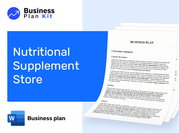 Nutritional Supplement Store Business Plan Example